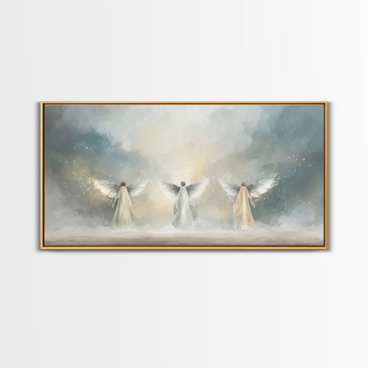 Heavenly Guardians – Framed Canvas Print – Christian Wall Art – Christian Art Canvas – Christian Painting – Christian Art Work – Subtle Chr
