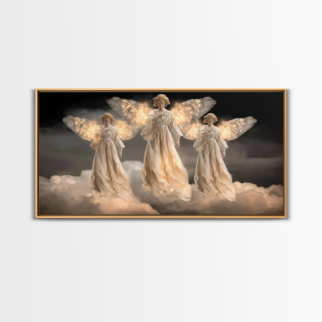 Celestial Shine – Framed Canvas Print – Christian Christmas Art – Christian Art Canvas – Christmas Art Framed – Christian Wall Art – Framed