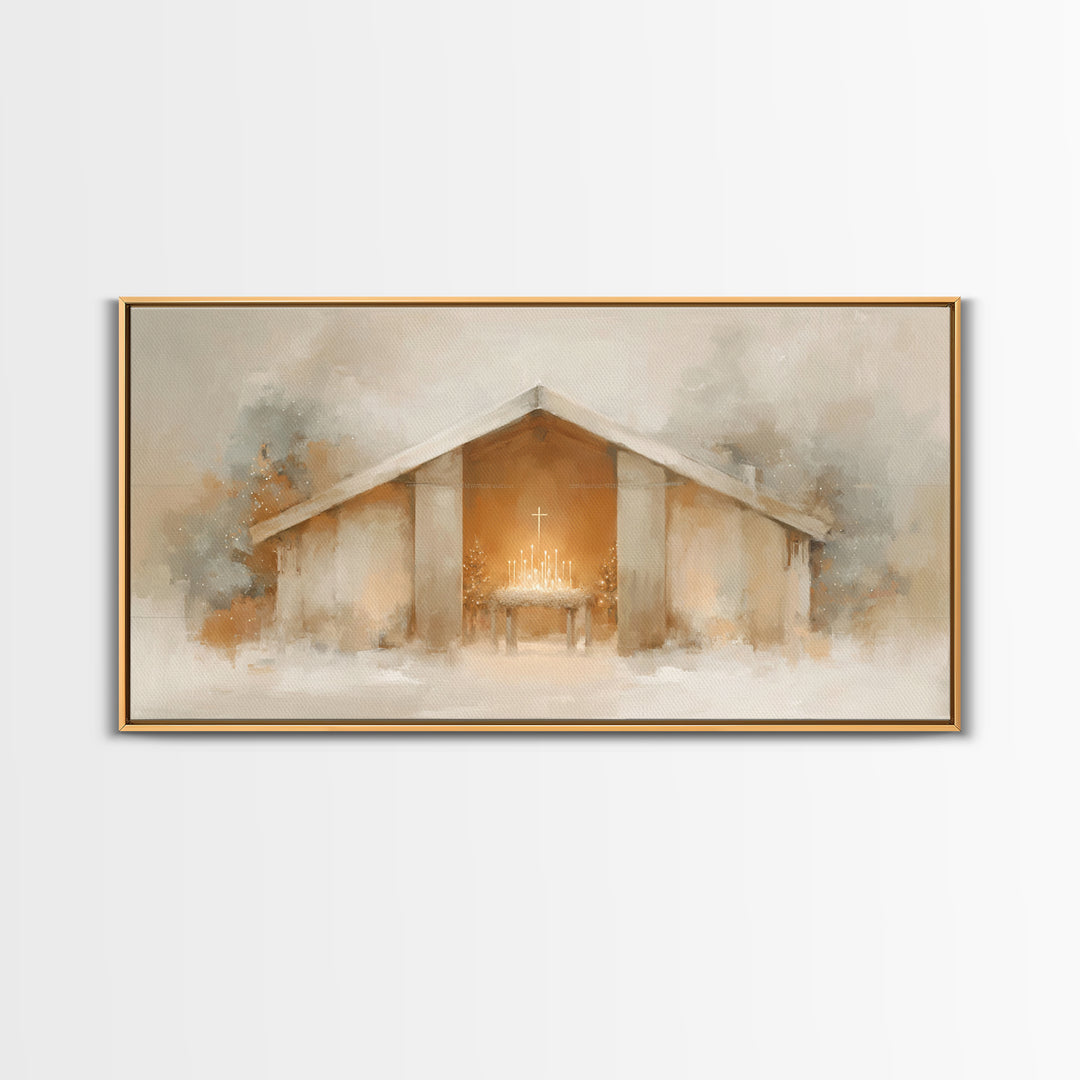 Holy Lantern Glow | Framed Canvas Print | Christian Christmas Art | Christian Wall Art | Christian Art Canvas | Christmas Art Prints | Mode