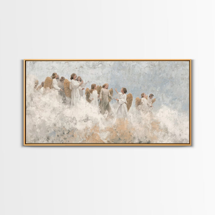 Joy Among Angels – Framed Canvas Print – Christian Christmas Art – Christian Wall Art – Christmas Art Prints – Christian Art Canvas – Chris