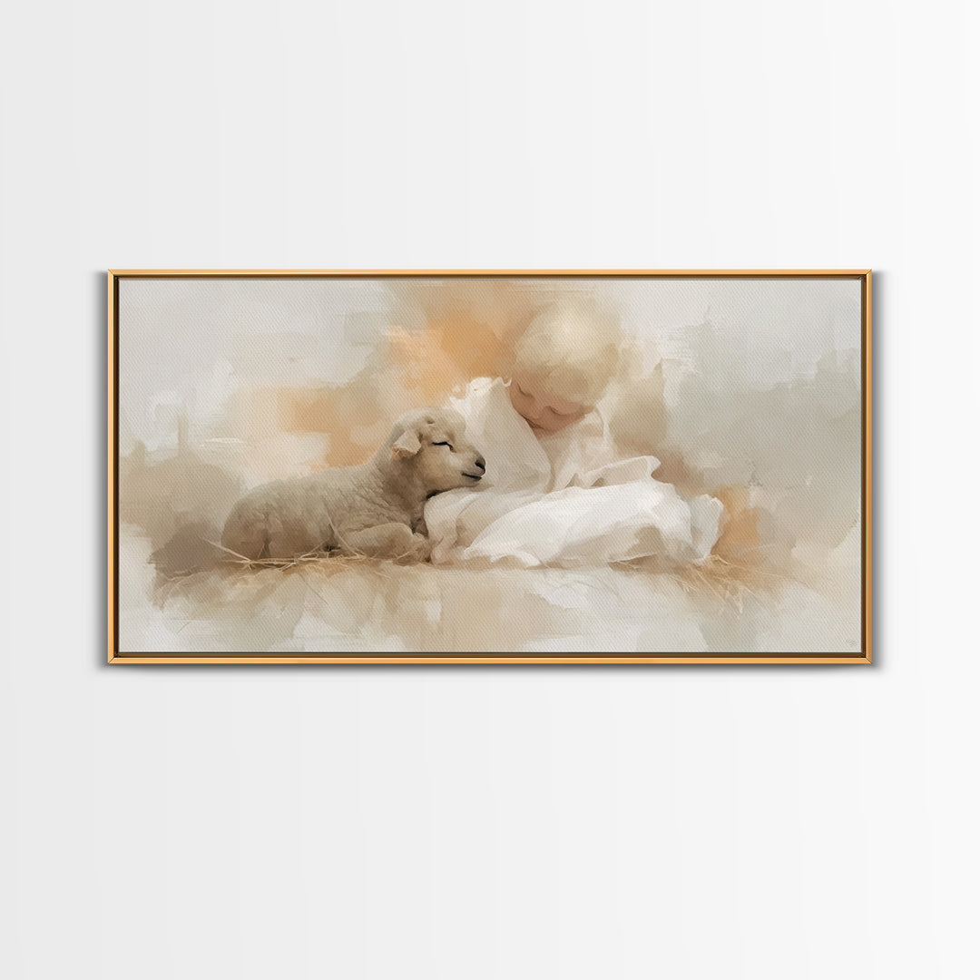 Holy Innocence – Framed Canvas Print – Christian Wall Art – Jesus Painting – Christian Christmas Art – Christian Art Canvas – Jesus