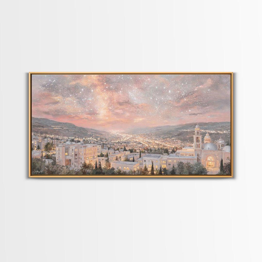 City of Promise, Framed Canvas Print, Christian Wall Art, Christian Art Canvas, Christmas Art Prints, Christian Christmas Decor, Modern Chr