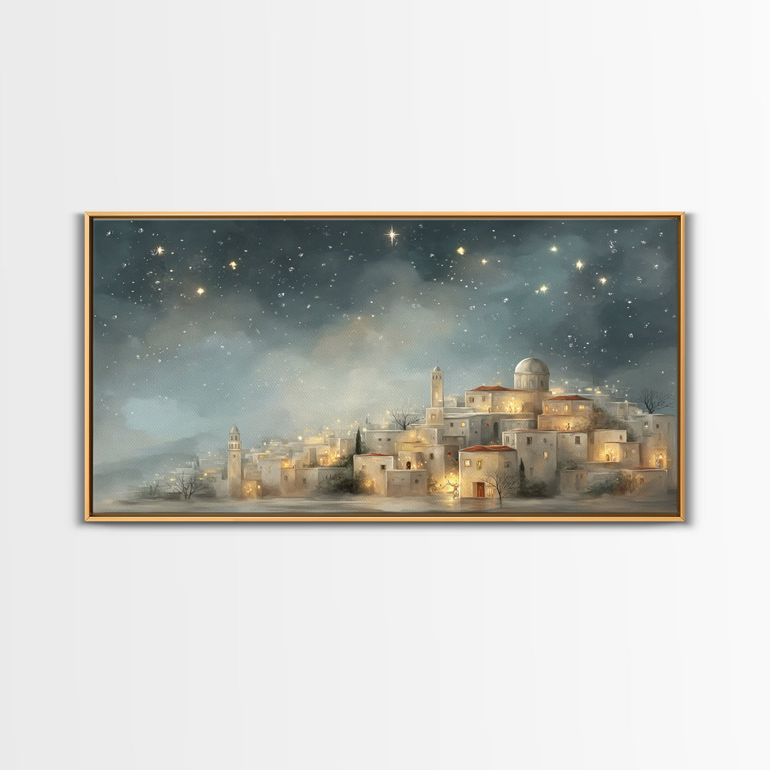 City of Light – Framed Canvas Print – Christian Wall Art – Christian Art Canvas – Christmas Art Work – Christian Christmas Decor – Christia
