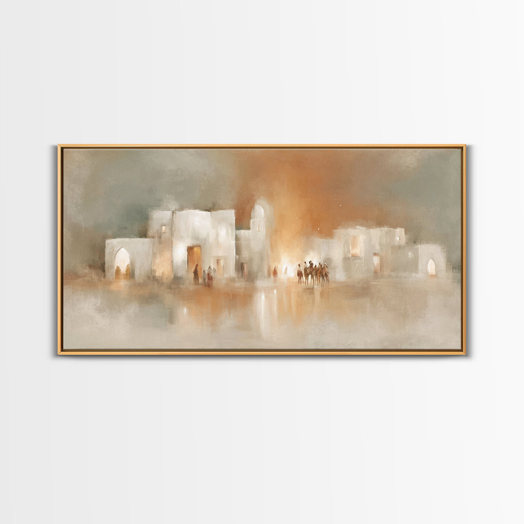 Bethlehem Arrival | Framed Canvas Print | Christmas Wall Art | Christian Christmas Art | Christian Art Canvas | Modern Christian Art | Chri