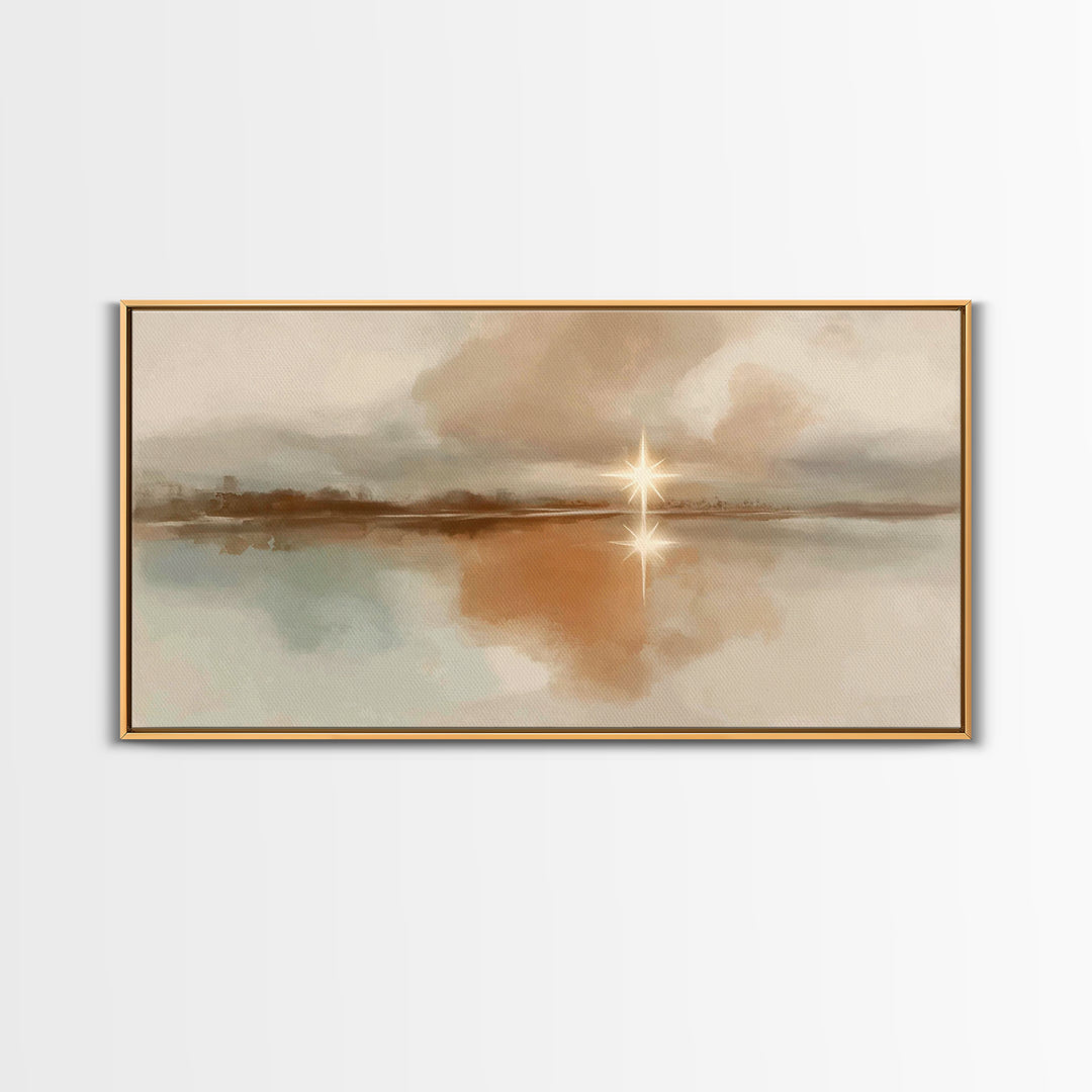 Star Over Stillness – Framed Canvas Print – Christian Art Canvas – Christian Wall Art – Minimalist Christian Art – Christmas Art – Christia