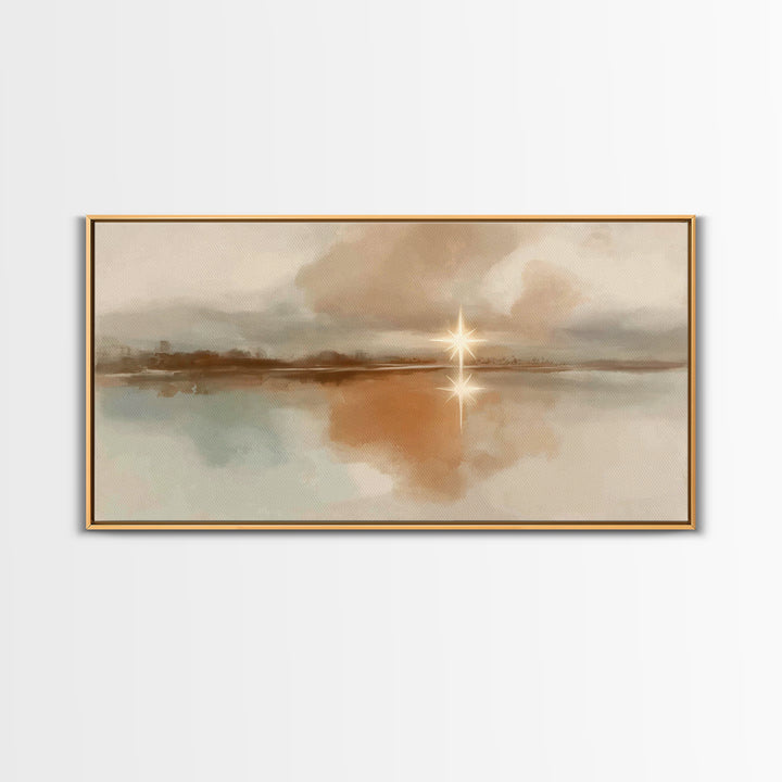 Star Over Stillness – Framed Canvas Print – Christian Art Canvas – Christian Wall Art – Minimalist Christian Art – Christmas Art – Christia