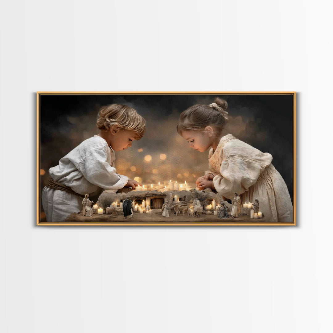 Little Lights Of Hope – Framed Canvas Print – Christian Christmas Art – Christian Wall Art – Christian Art Canvas – Christmas Art Prints –