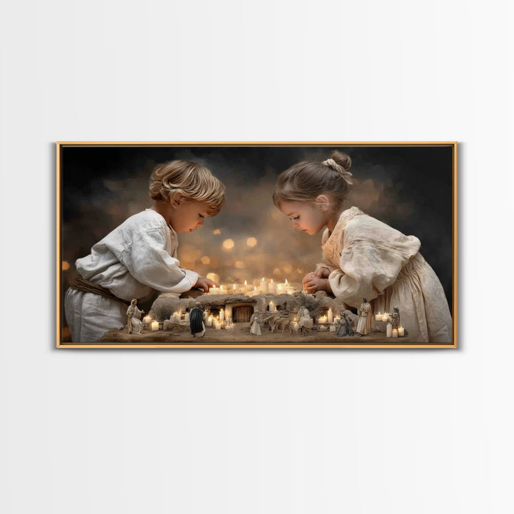 Little Lights Of Hope – Framed Canvas Print – Christian Christmas Art – Christian Wall Art – Christian Art Canvas – Christmas Art Prints –