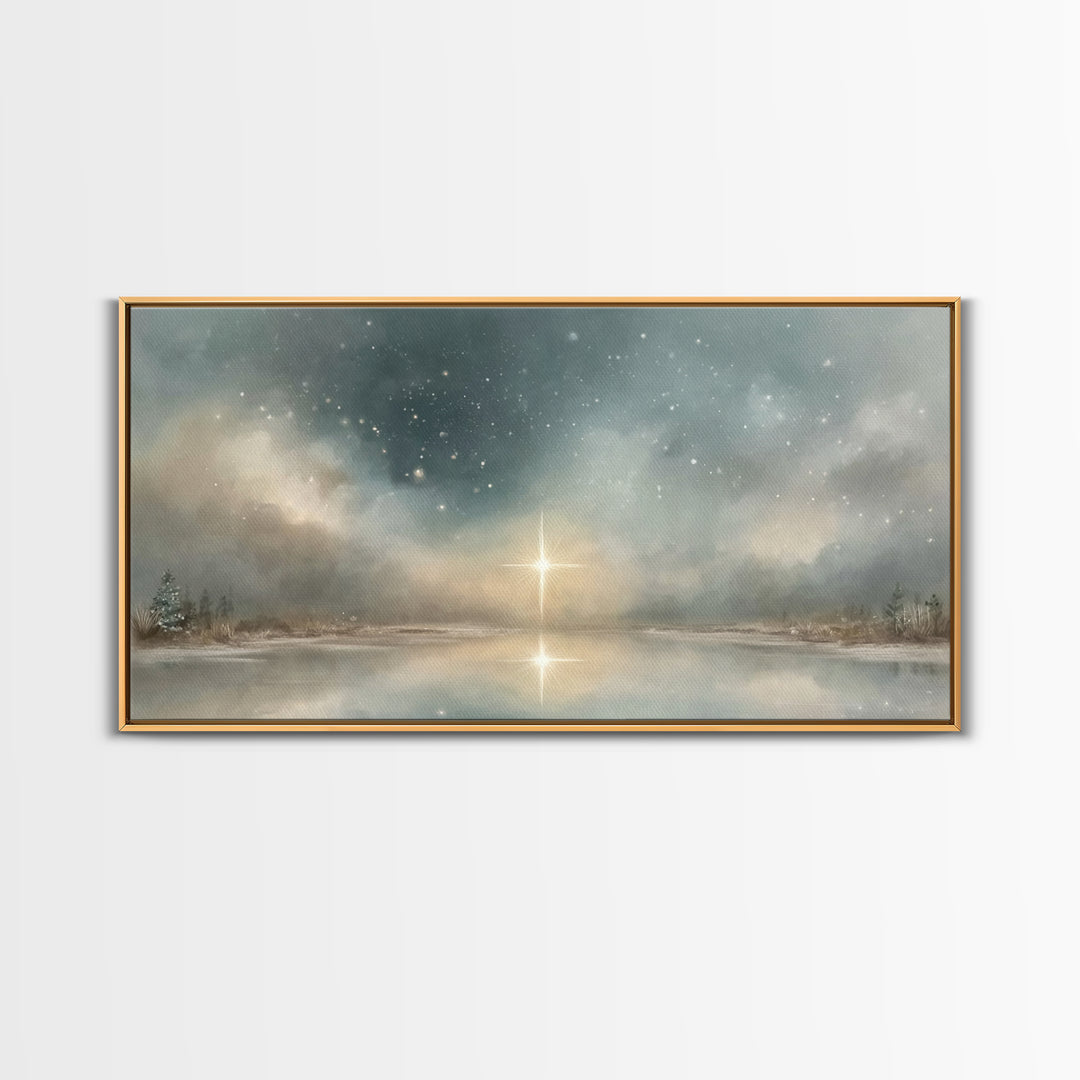 Heavenly Star Rise | Framed Canvas Print | Christian Art Canvas | Christmas Art | Christian Wall Art | Modern Christian Art | Christian Chr