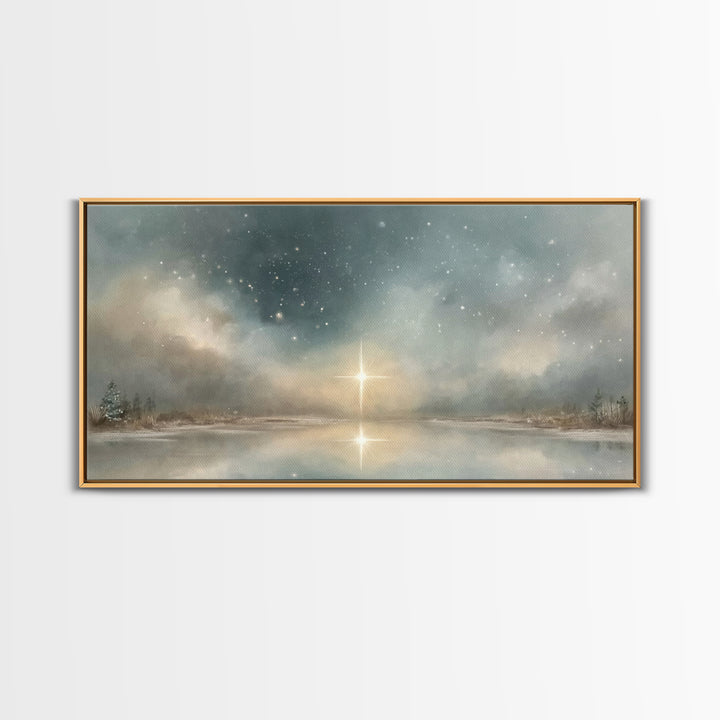 Heavenly Star Rise | Framed Canvas Print | Christian Art Canvas | Christmas Art | Christian Wall Art | Modern Christian Art | Christian Chr