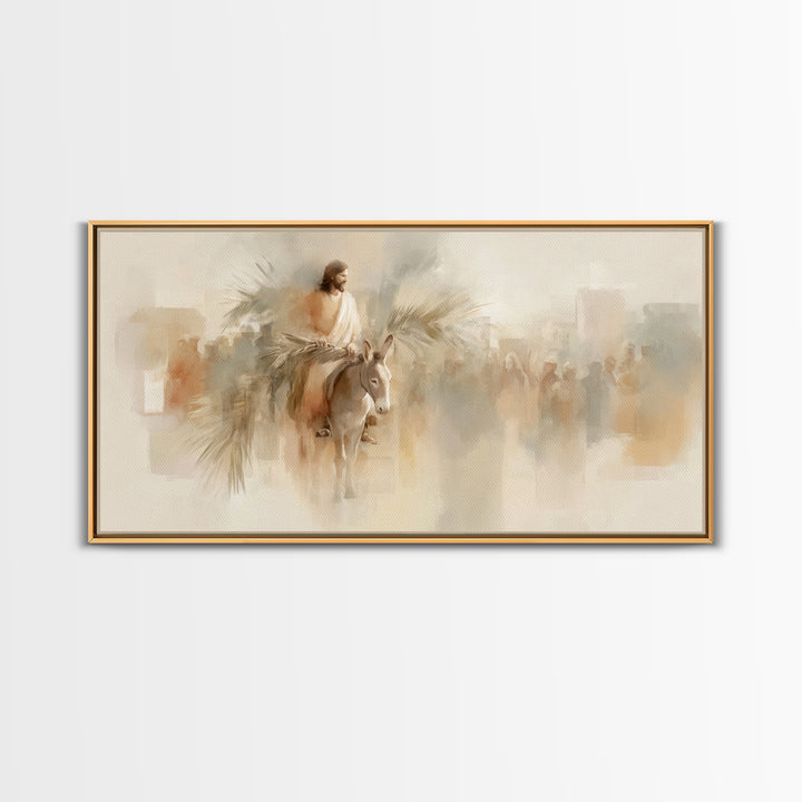 Palm Road Glory, Framed Canvas Print, Christian Wall Art, Jesus Painting, Christian Art Canvas, Christmas Art, Christian Gift Ideas