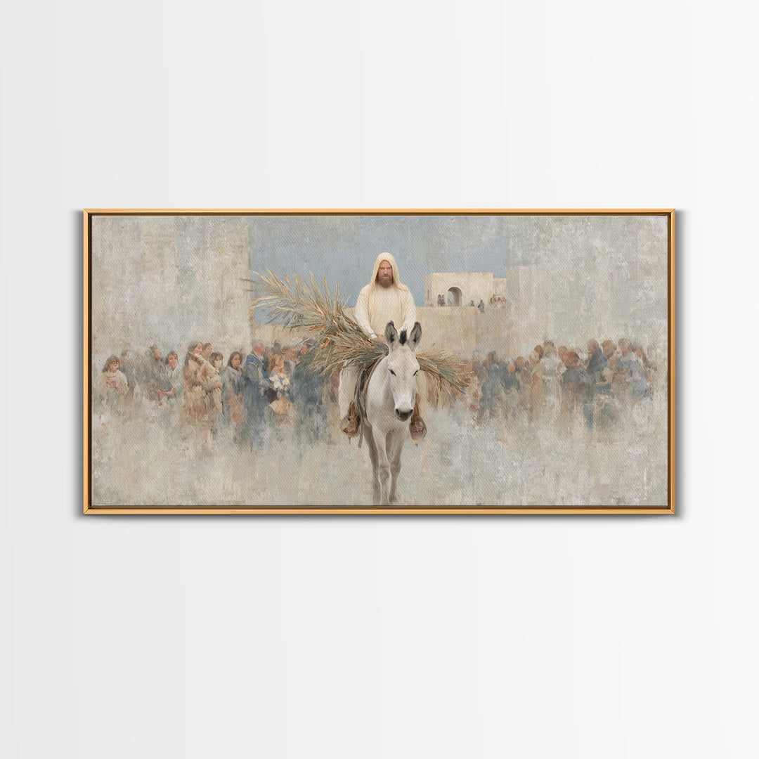 Humble Entry Light - Framed Canvas Print - Christian Art Canvas - Jesus Painting - Christian Wall Art - Christmas Art - Christian Decor