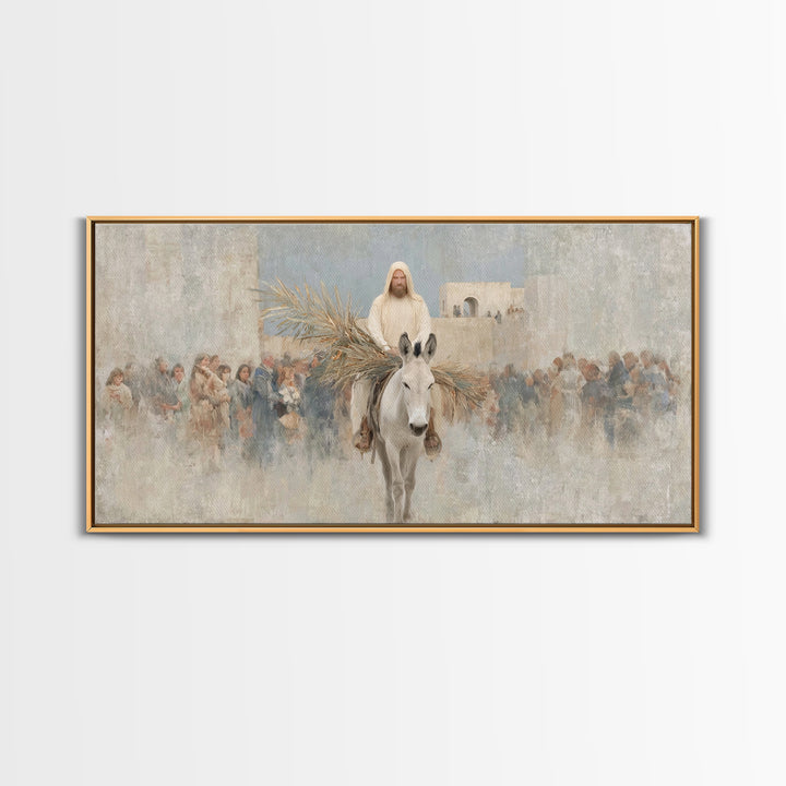Humble Entry Light - Framed Canvas Print - Christian Art Canvas - Jesus Painting - Christian Wall Art - Christmas Art - Christian Decor