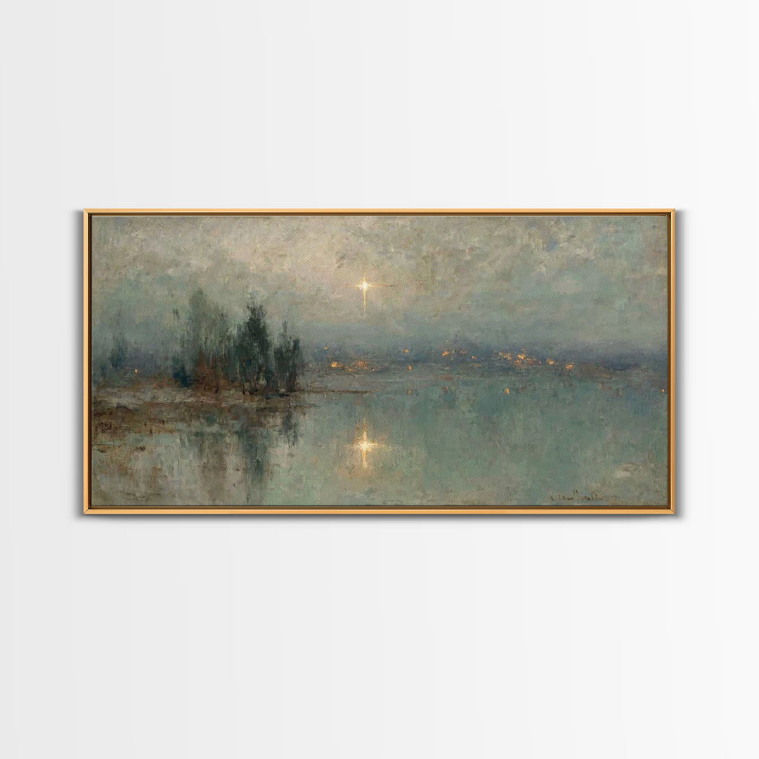Midwinter Star Watch – Framed Canvas Print – Christmas Art – Christian Art Canvas – Christian Wall Art – Christian Christmas Art – Vintage