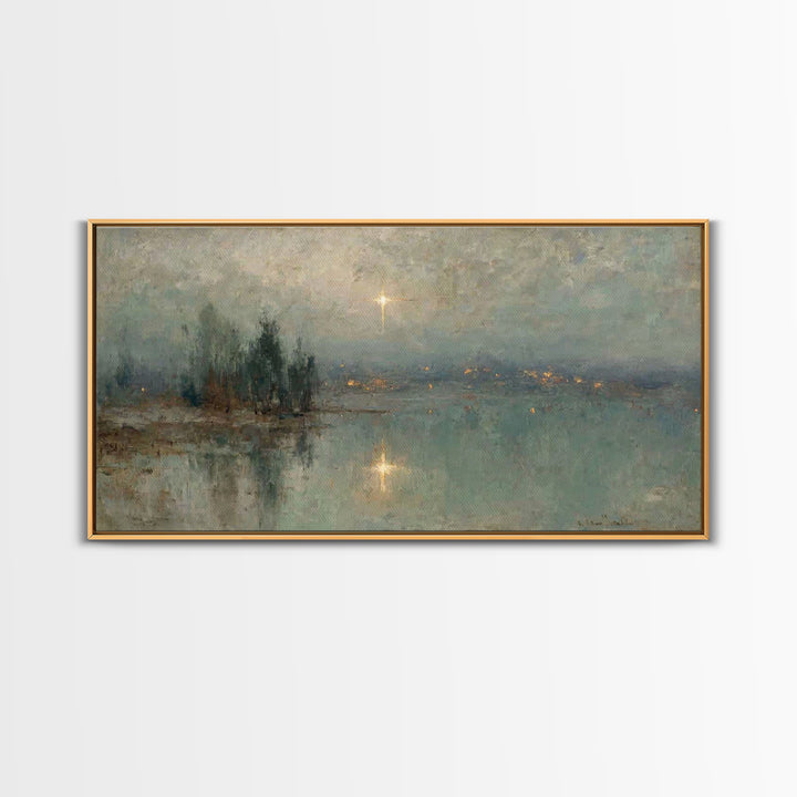 Midwinter Star Watch – Framed Canvas Print – Christmas Art – Christian Art Canvas – Christian Wall Art – Christian Christmas Art – Vintage