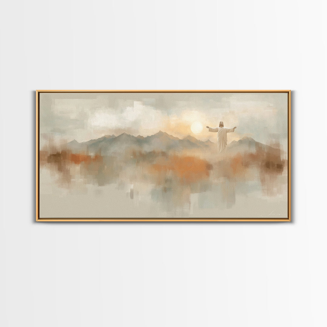 Hills Of Blessing, Framed Canvas Print, Christian Art Canvas, Christian Wall Art, Modern Christian Painting, Jesus Painting, Christian Gift
