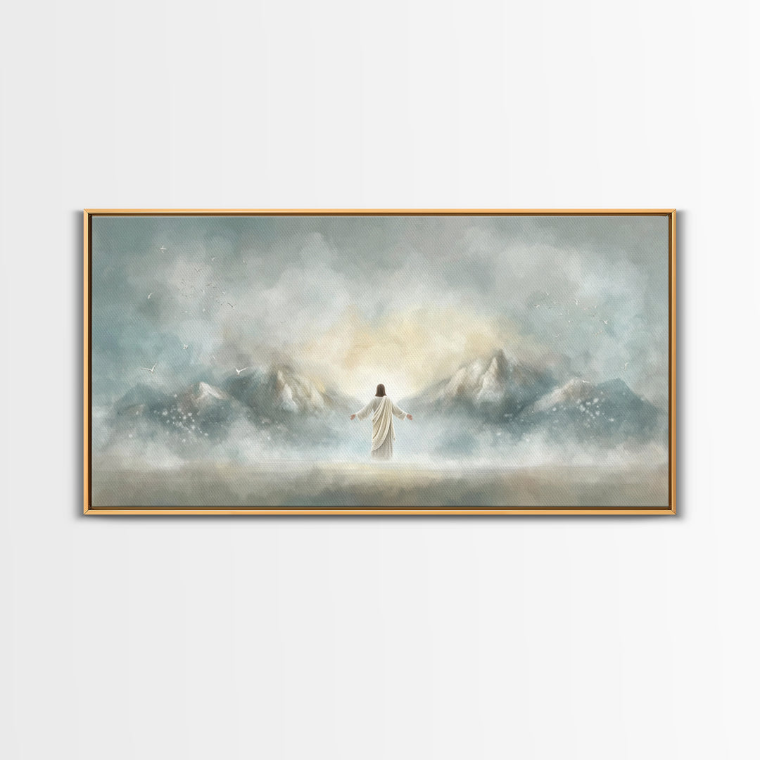 Peaceful Pastures, Framed Canvas Print, Christian Art Canvas, Christian Painting, Christian Wall Art, Christian Art, Jesus Painting