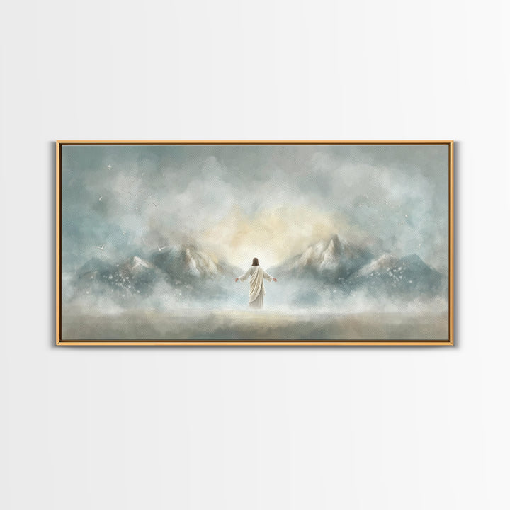 Peaceful Pastures, Framed Canvas Print, Christian Art Canvas, Christian Painting, Christian Wall Art, Christian Art, Jesus Painting