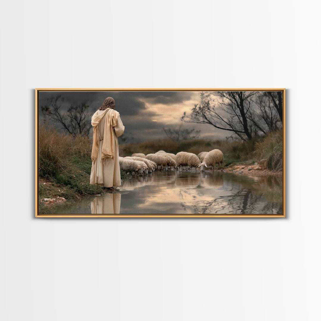 Garden Of Light, Framed Canvas Print, Christian Wall Art, Jesus Painting, Christian Art Canvas, Christian Gift Ideas, Modern Christian Art