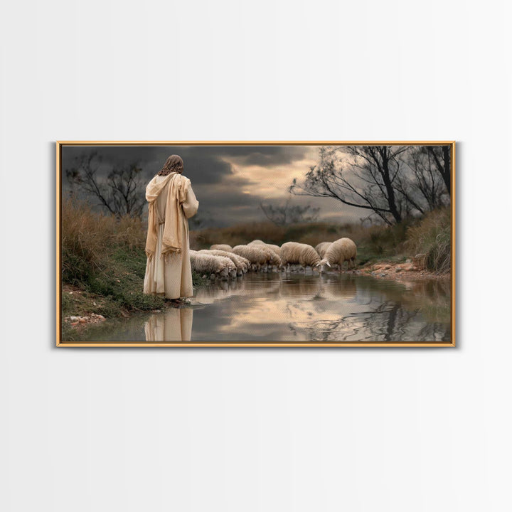 Garden Of Light, Framed Canvas Print, Christian Wall Art, Jesus Painting, Christian Art Canvas, Christian Gift Ideas, Modern Christian Art