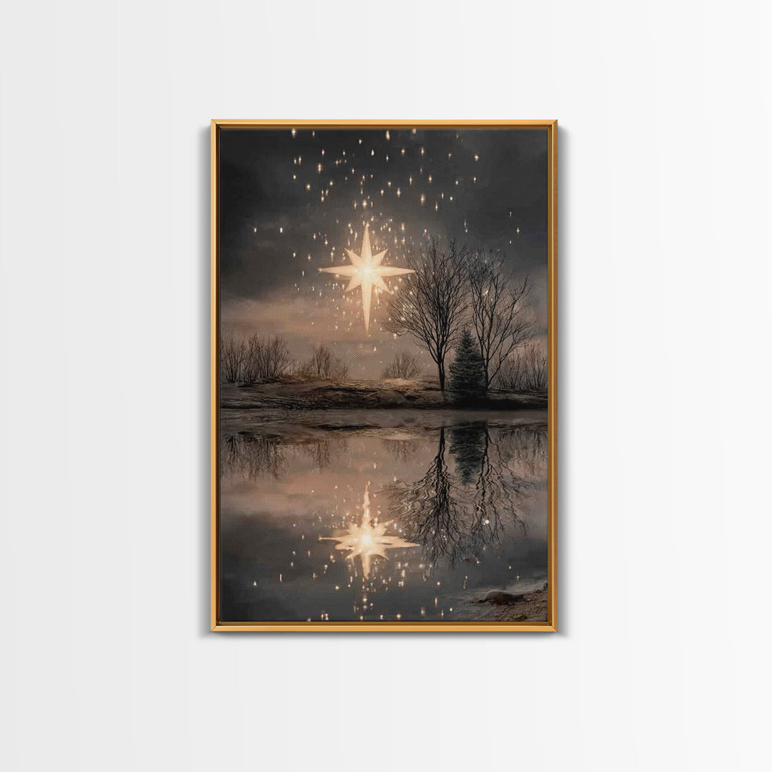 Star Of Hope – Framed Canvas Print – Christian Christmas Art – Christian Art Canvas – Christian Wall Art – Moody Christian Art – Christmas