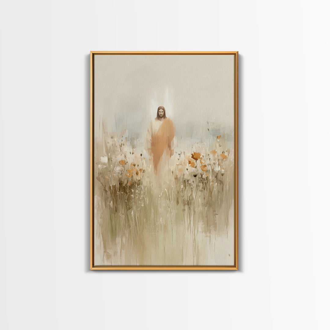 Flowers of His Mercy – Framed Canvas Print – Christian Art Canvas – Minimalist Christian Art – Jesus Painting – Christian Wall Art