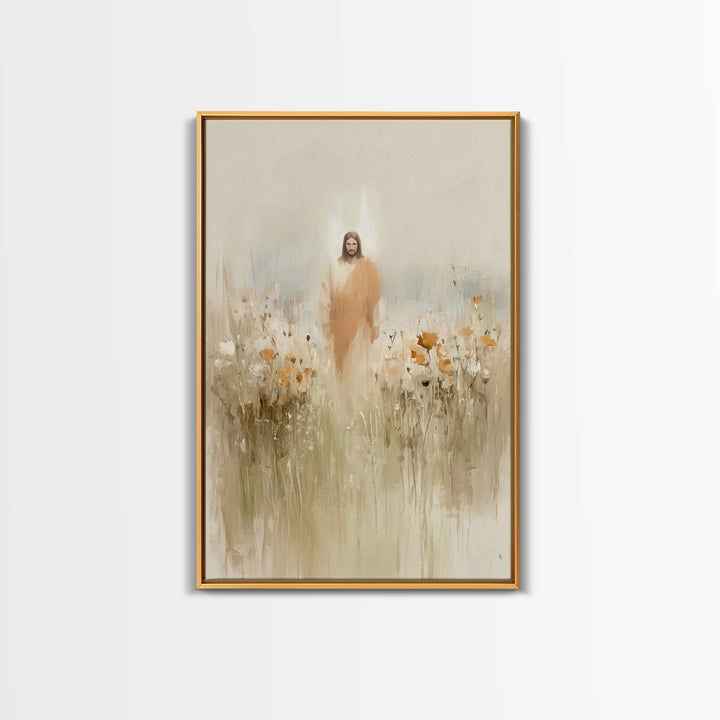 Flowers of His Mercy – Framed Canvas Print – Christian Art Canvas – Minimalist Christian Art – Jesus Painting – Christian Wall Art