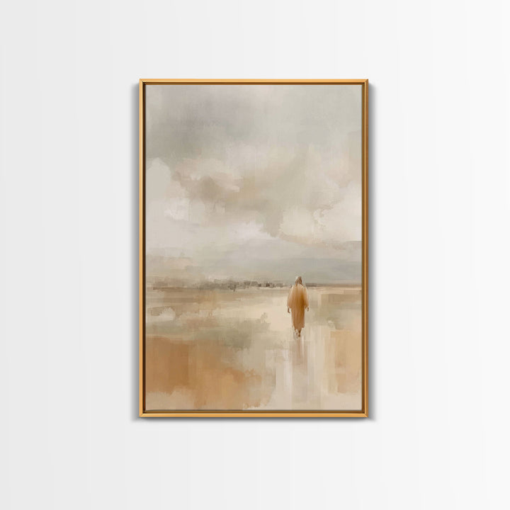 Quiet Pilgrim Path | Framed Canvas Print | Christian Wall Art | Jesus Painting | Christian Art Canvas | Subtle Christian Art | Christian De