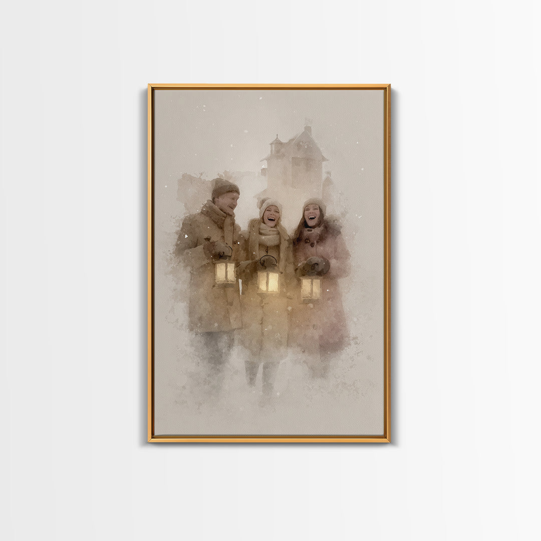 Joyful Gathering – Framed Canvas Print – Christian Wall Art – Christian Art Canvas – Christmas Art – Christian Christmas Decor