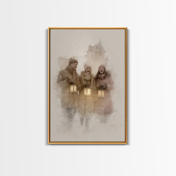 Joyful Gathering – Framed Canvas Print – Christian Wall Art – Christian Art Canvas – Christmas Art – Christian Christmas Decor
