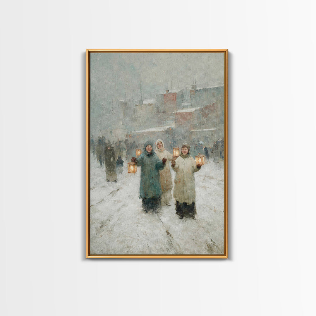 Snowy Companions – Framed Canvas Print – Christian Art Canvas – Christmas Wall Art – Christian Christmas Art – Christian Decor