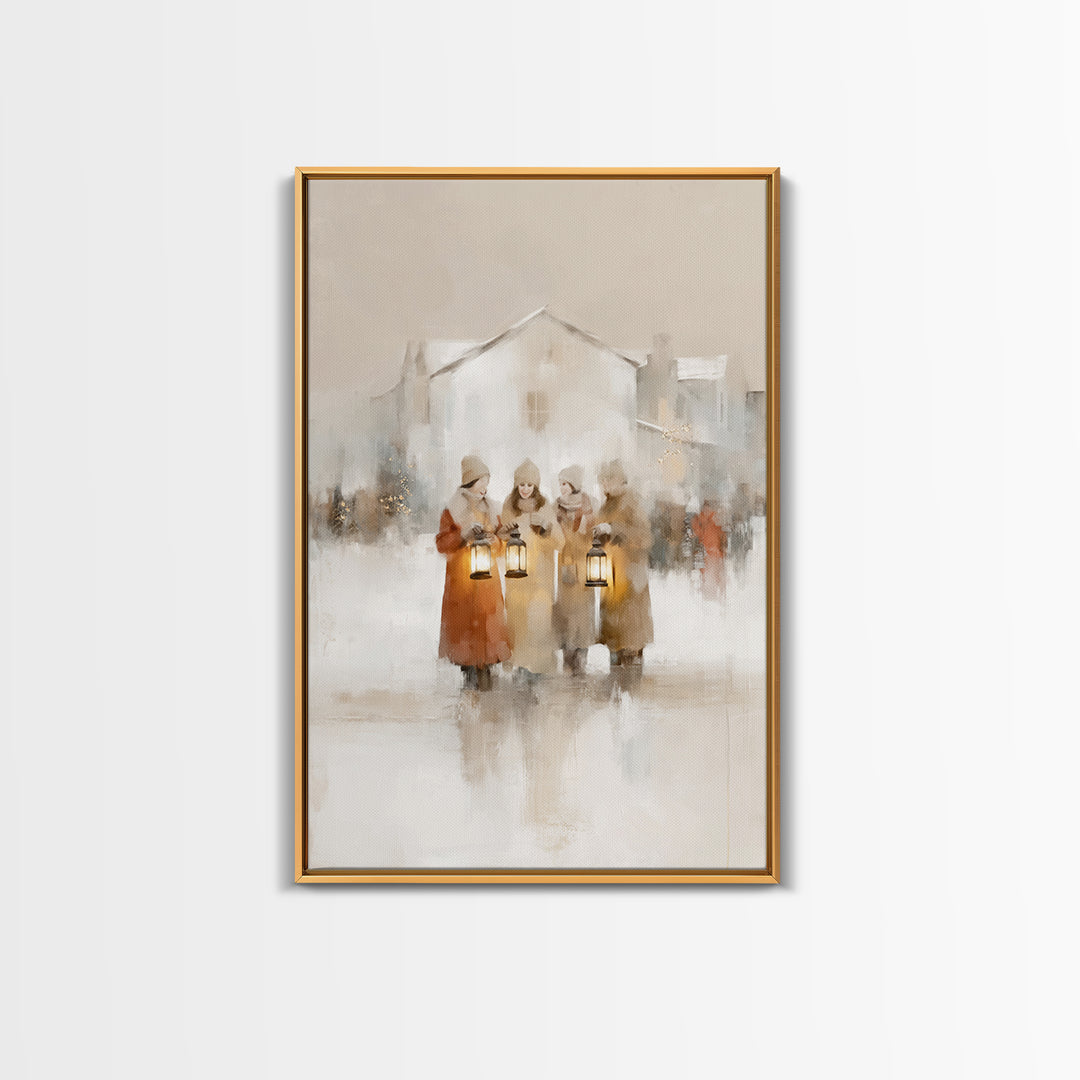 Village Sisters – Framed Canvas Print – Christian Art Canvas – Christian Wall Art – Christmas Art – Christian Christmas Art