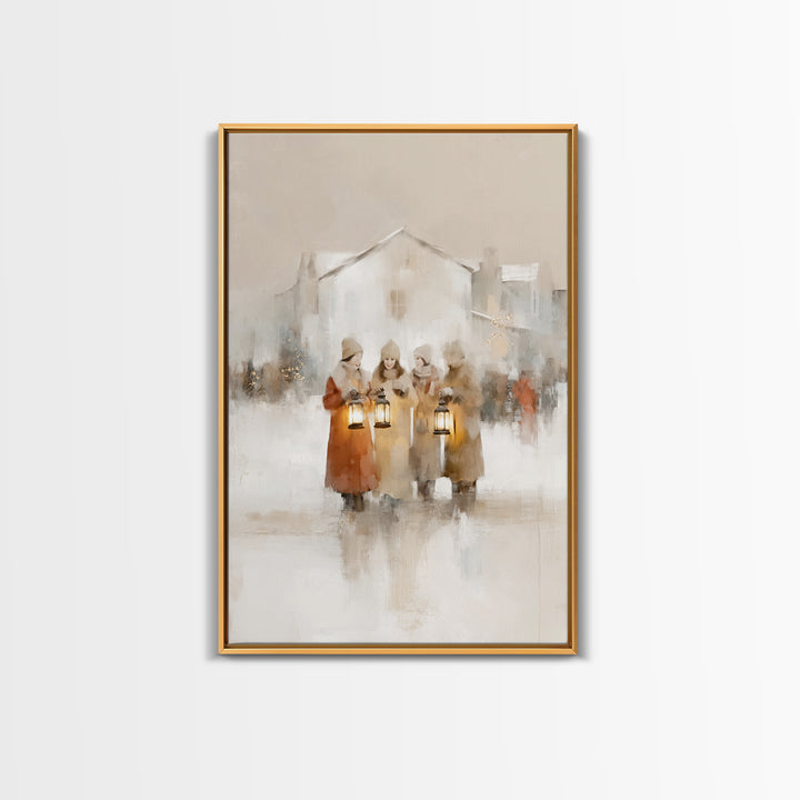 Village Sisters – Framed Canvas Print – Christian Art Canvas – Christian Wall Art – Christmas Art – Christian Christmas Art