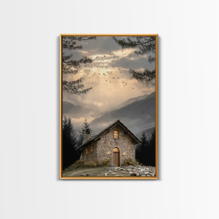 Evening Chapel – Framed Canvas Print – Christian Wall Art – Christian Art Canvas – Christian Decor – Christian Painting