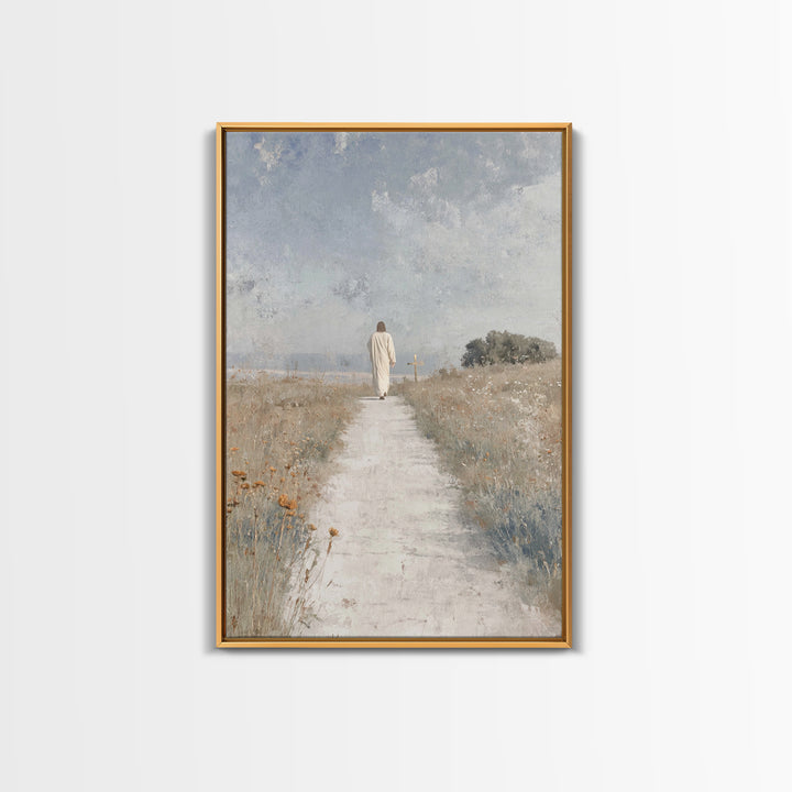Meadow Journey – Framed Canvas Print – Christian Wall Art – Christian Art Canvas – Christian Painting – Minimalist Christian Art