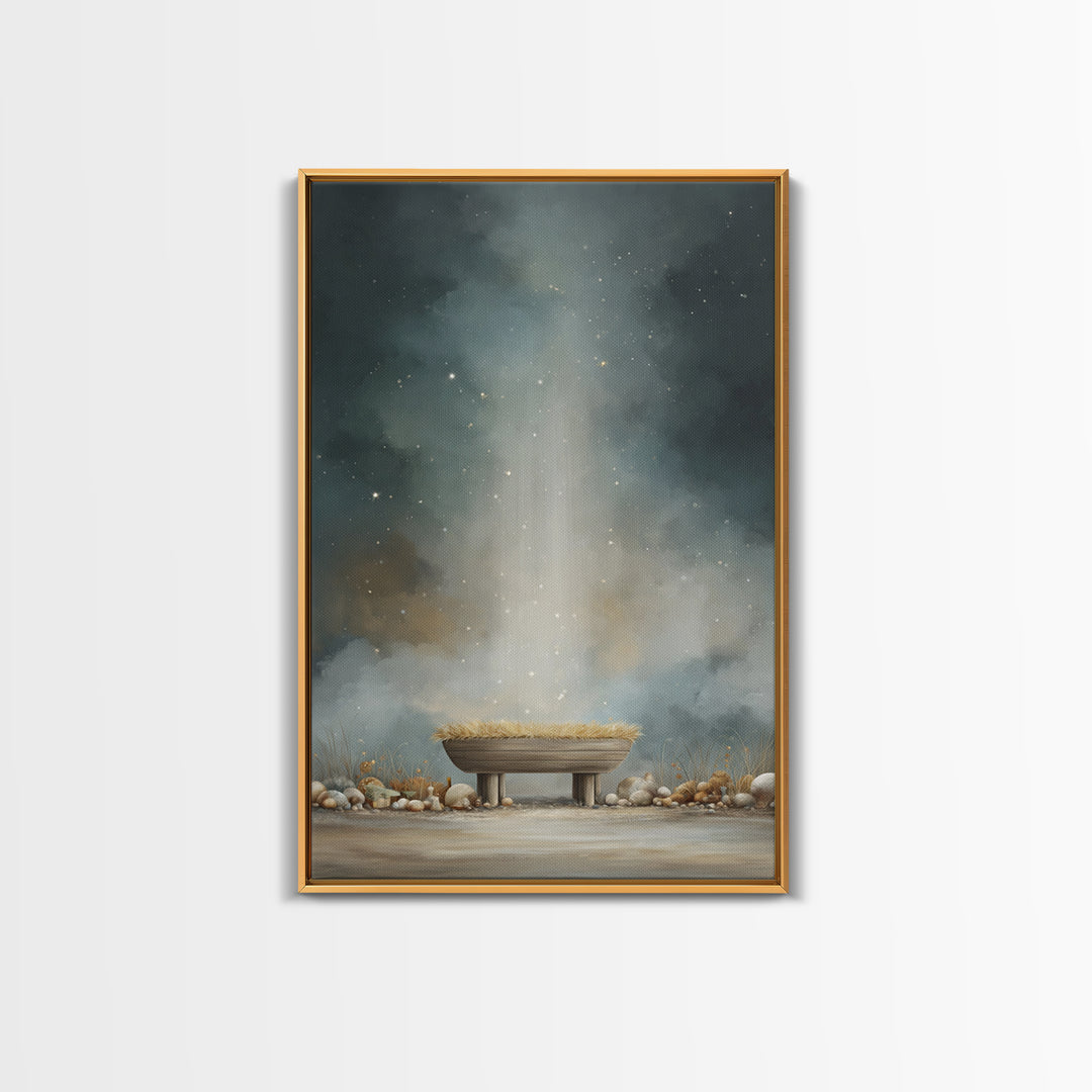 Holy Manger Light – Framed Canvas Print – Christian Wall Art – Christian Art Canvas – Christmas Art – Christian Christmas Art
