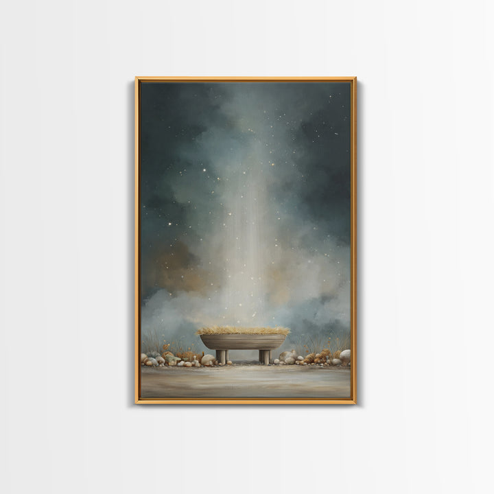 Holy Manger Light – Framed Canvas Print – Christian Wall Art – Christian Art Canvas – Christmas Art – Christian Christmas Art