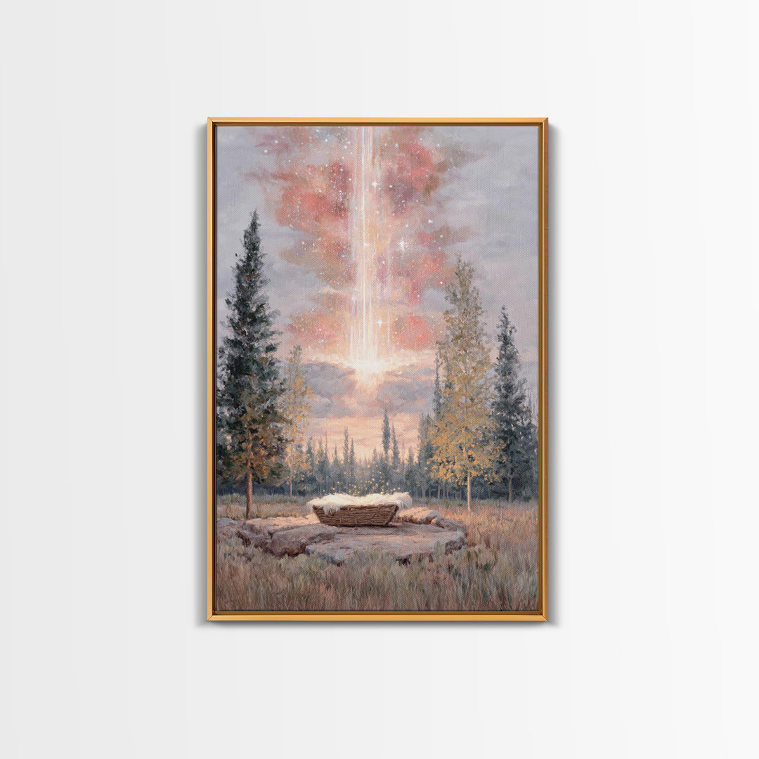 Celestial Birth Glory – Framed Canvas Print – Christian Wall Art – Christmas Art – Christian Art Canvas – Christian Christmas Art
