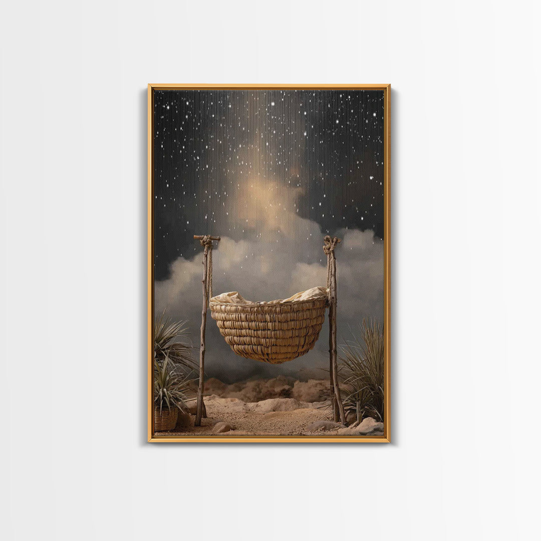 Night Of Promise – Framed Canvas Print – Christian Wall Art – Christian Christmas Art – Christian Art Canvas – Christmas Art