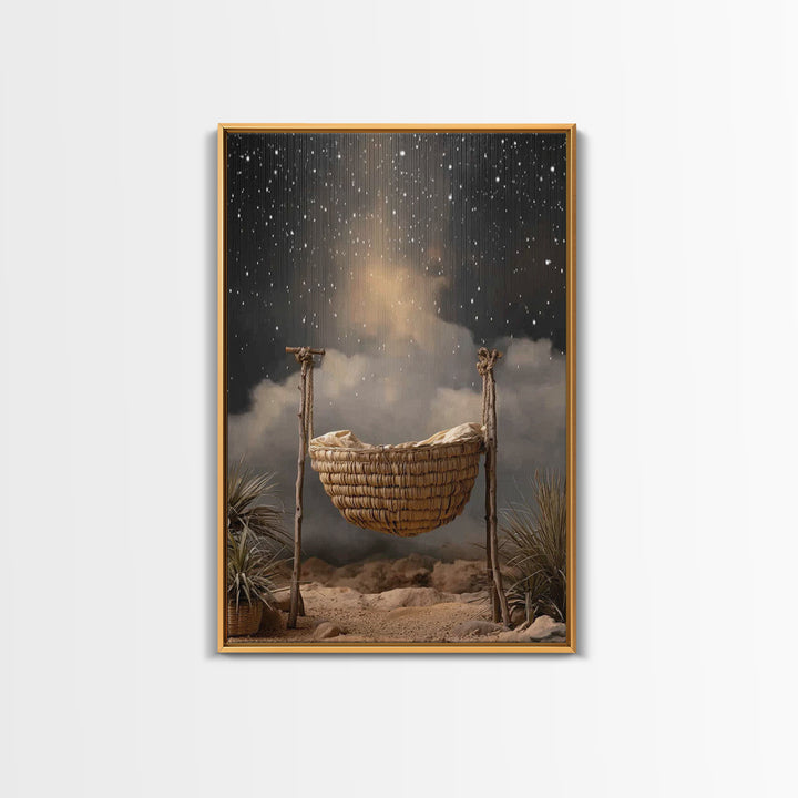 Night Of Promise – Framed Canvas Print – Christian Wall Art – Christian Christmas Art – Christian Art Canvas – Christmas Art