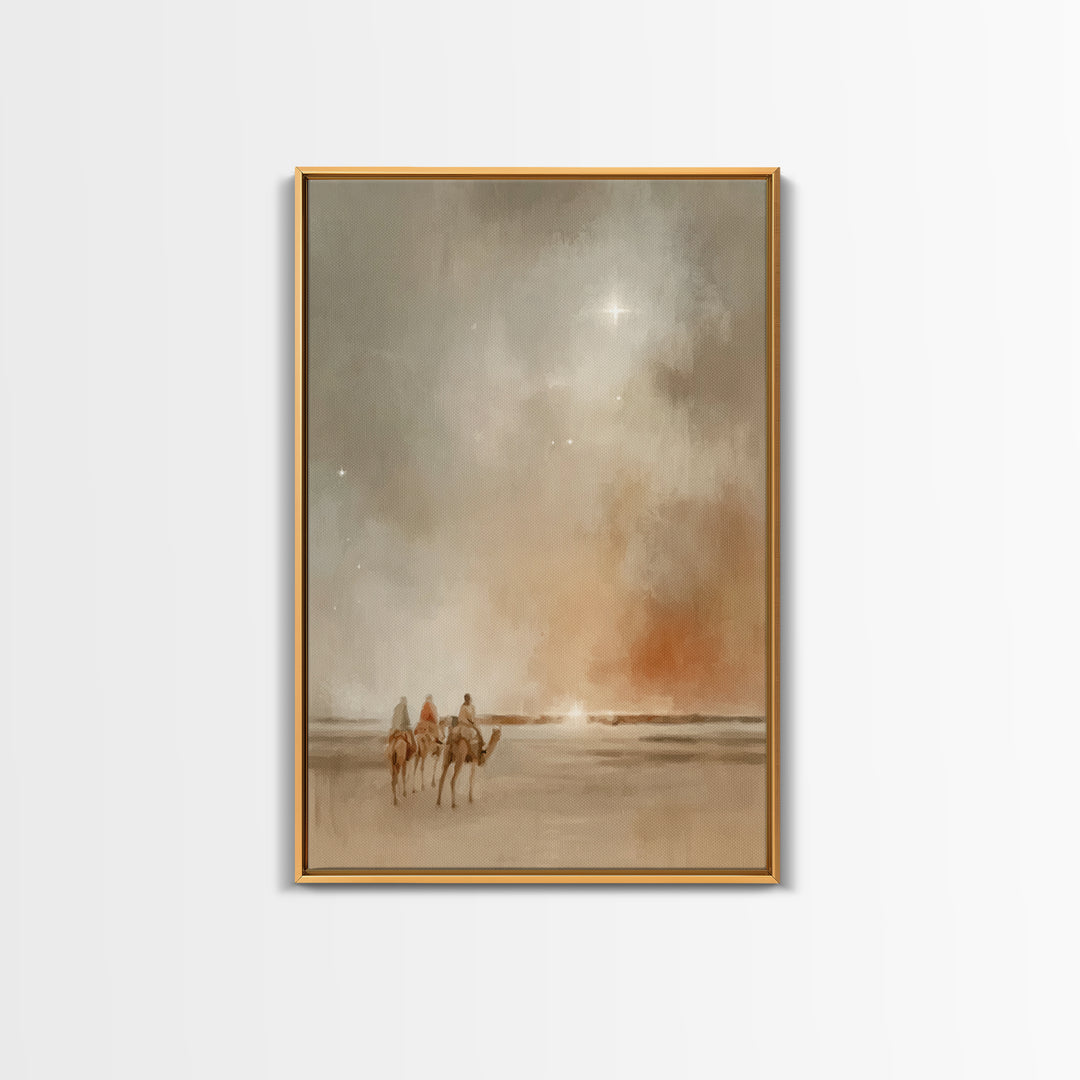 Three Kings Dawn – Framed Canvas Print – Christian Art Canvas – Christmas Wall Art – Jesus Painting – Christian Christmas Decor – Christian