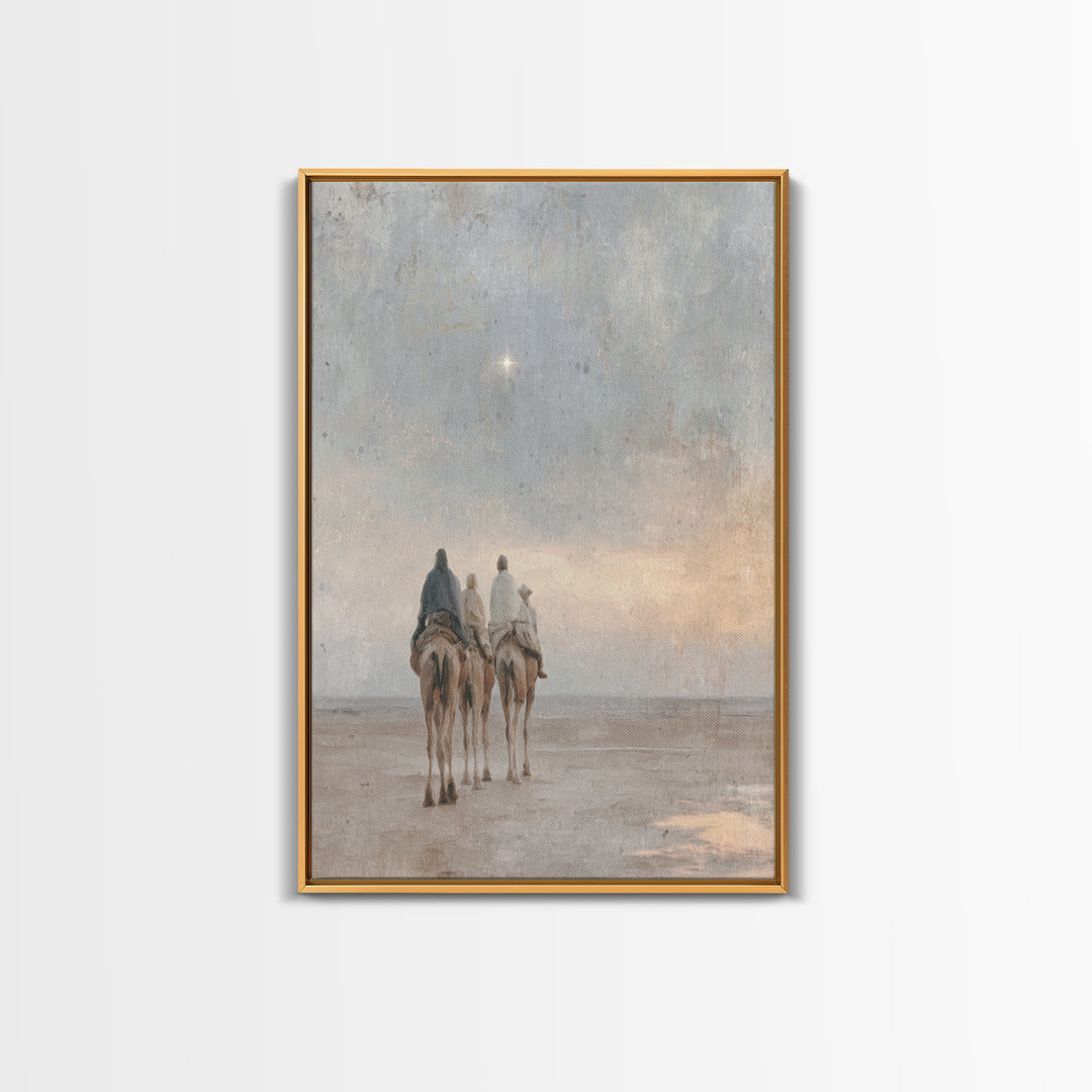 Bethlehem Moonrise, Framed Canvas Print, Christian Art Canvas, Christmas Wall Art, Jesus Painting Canvas, Christian Christmas Art, Modern C