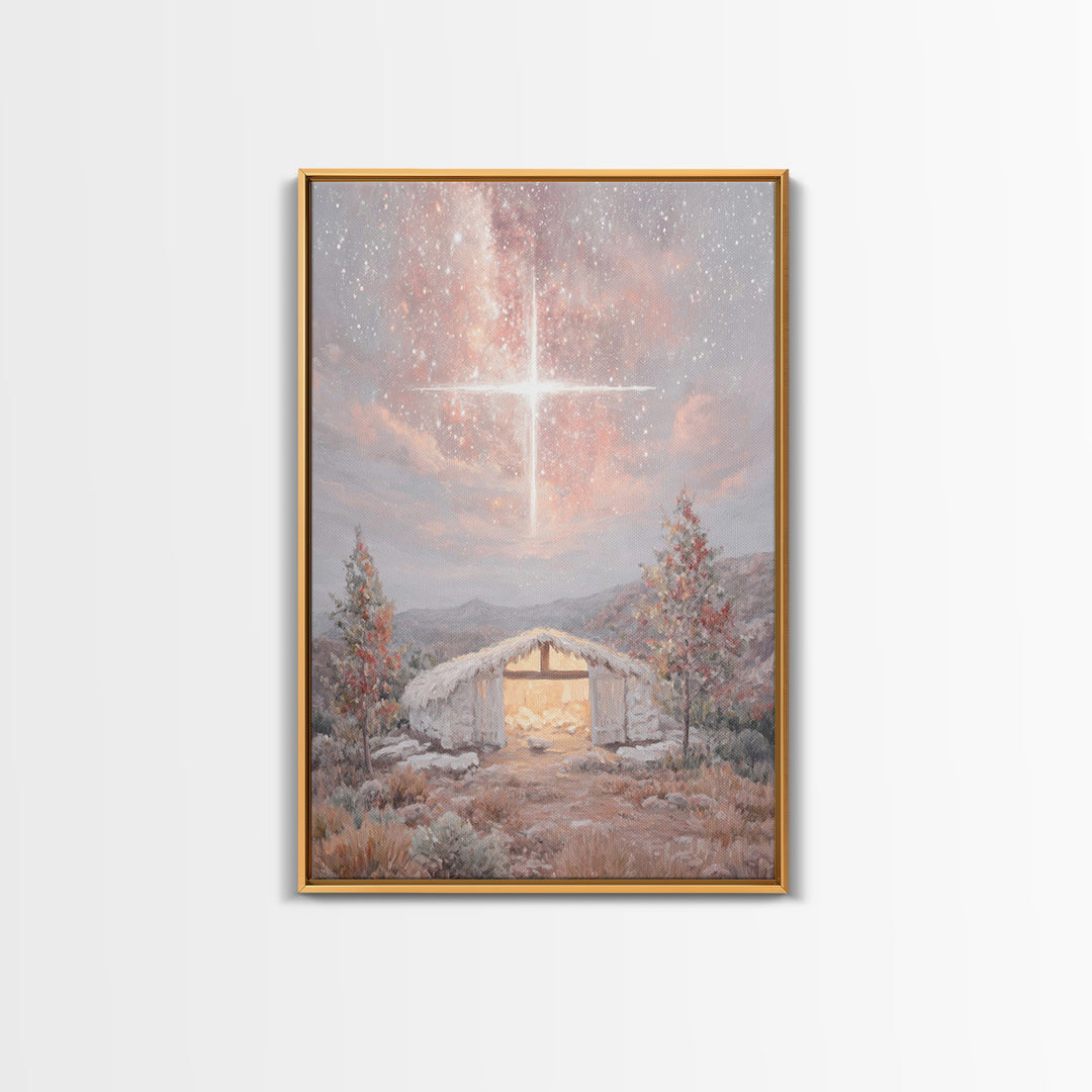 Manger Glory | Framed Canvas Print | Christian Christmas Art | Christian Wall Art | Jesus Art Print | Christmas Art Work | Christian Decora