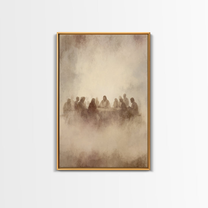 Supper In The Mist, Framed Canvas Print, Christian Wall Art, Jesus Art Print, Christian Art Canvas, Subtle Christian Art, Christian Gift Id