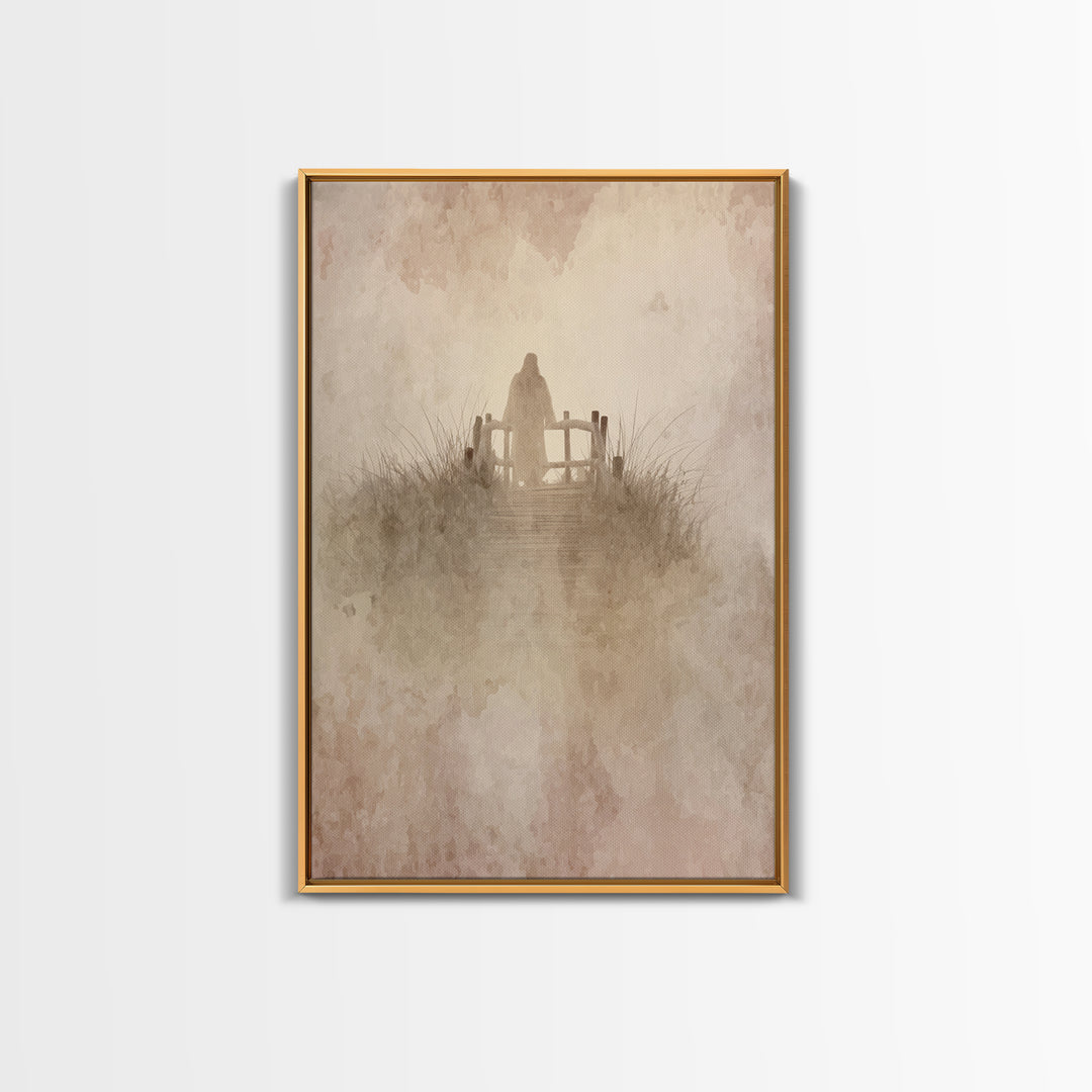 Heavenly Crossing | Framed Canvas Print | Christian Wall Art | Jesus Painting | Christian Art Canvas | Christian Christmas Art | Christian