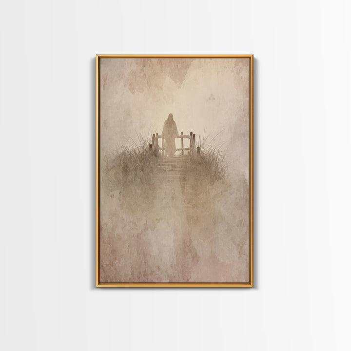 Heavenly Crossing | Framed Canvas Print | Christian Wall Art | Jesus Painting | Christian Art Canvas | Christian Christmas Art | Christian