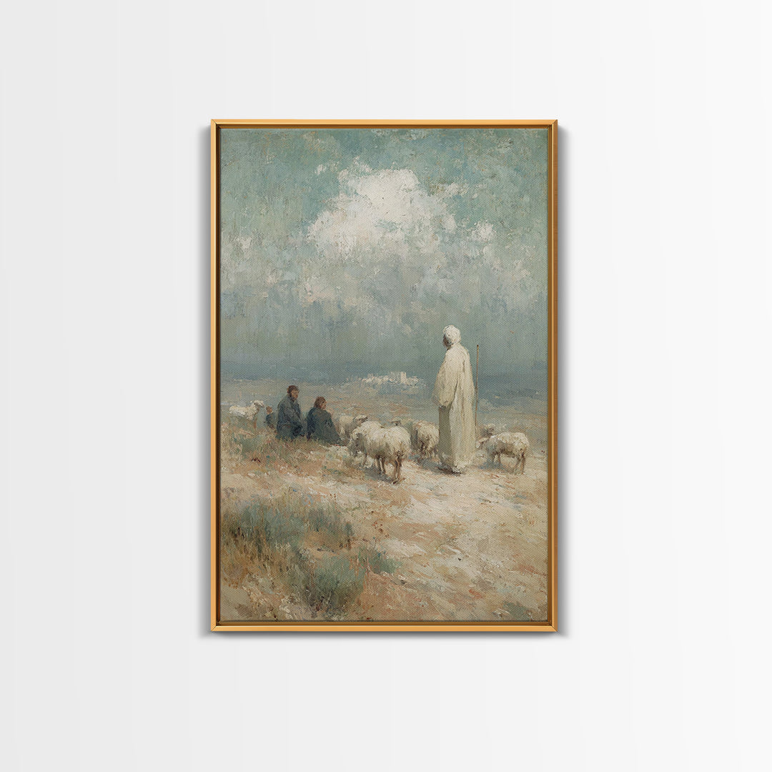 Shepherd’s Calling – Framed Canvas Print – Christian Art Canvas – Christian Wall Art – Christian Painting – Vintage Christian Art – Christi