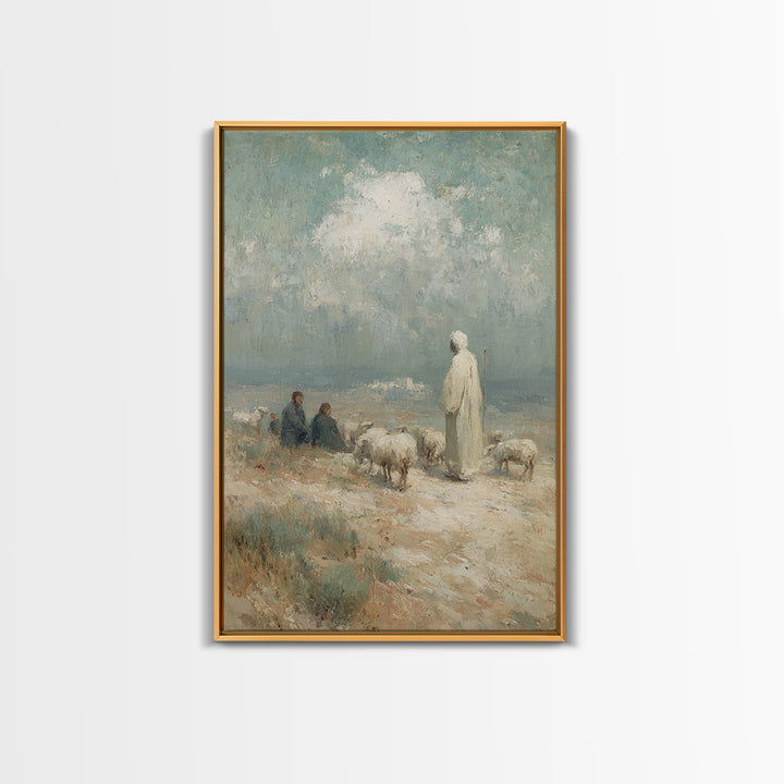 Shepherd’s Calling – Framed Canvas Print – Christian Art Canvas – Christian Wall Art – Christian Painting – Vintage Christian Art – Christi