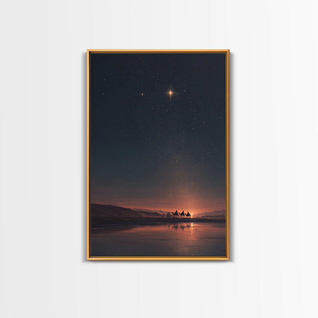 Midnight Star – Framed Canvas Print – Christmas Wall Art – Christian Christmas Art – Christian Art Canvas – Christian Decor – Christian Gif