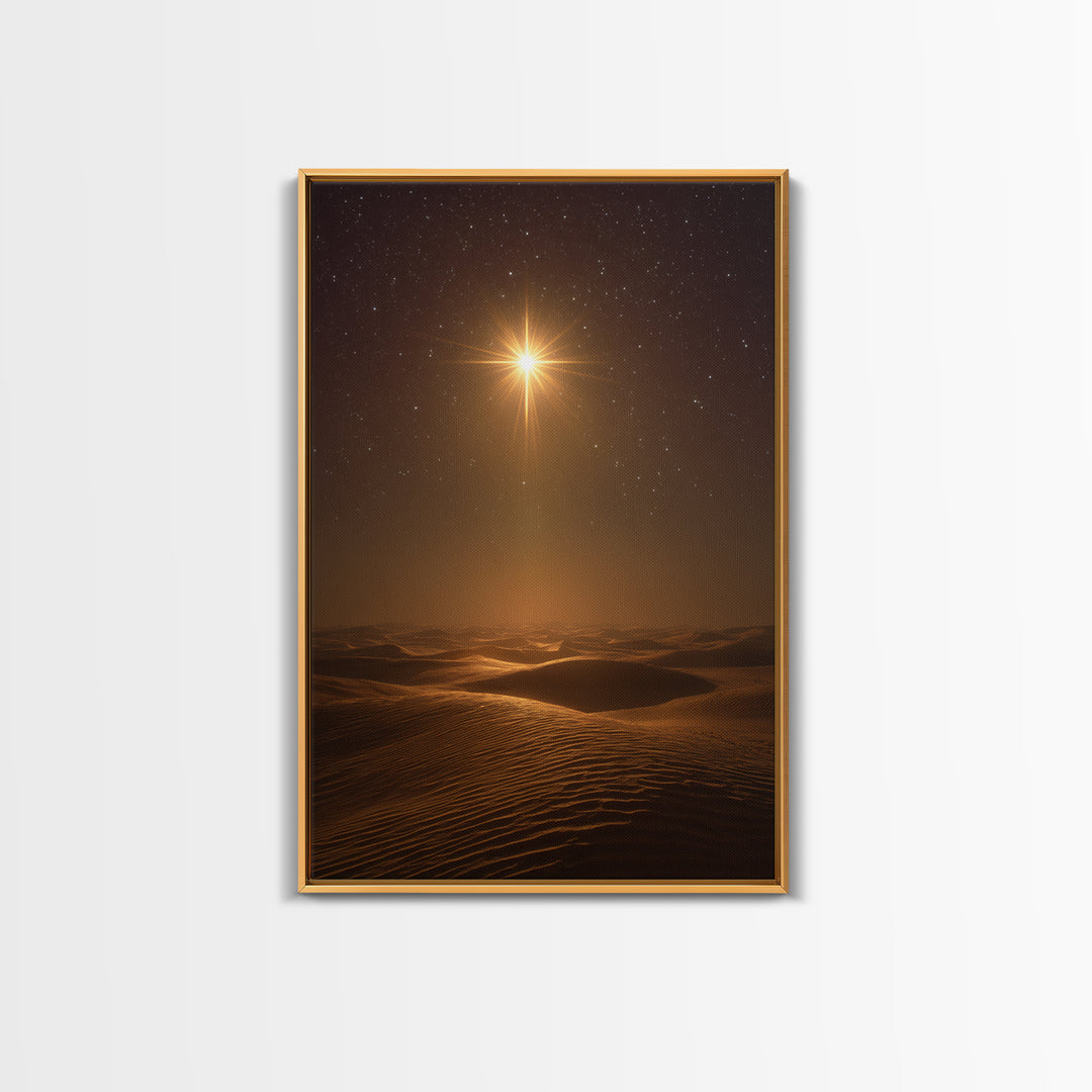 Radiant Night Star – Framed Canvas Print – Christian Wall Art – Christmas Art Prints – Christian Art Gift – Modern Christian Art